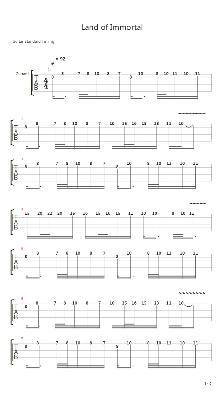 Land of Immortal吉他谱