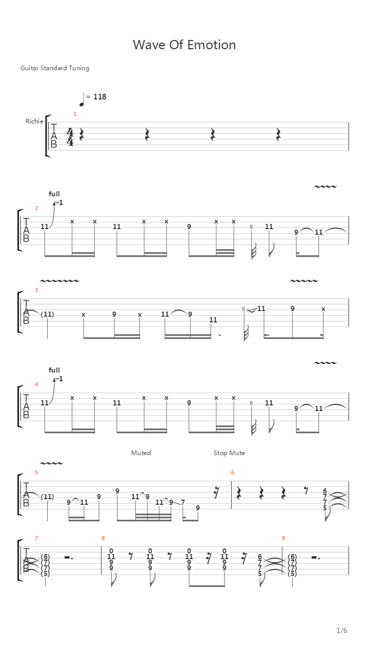 Wave Of Emotion吉他谱