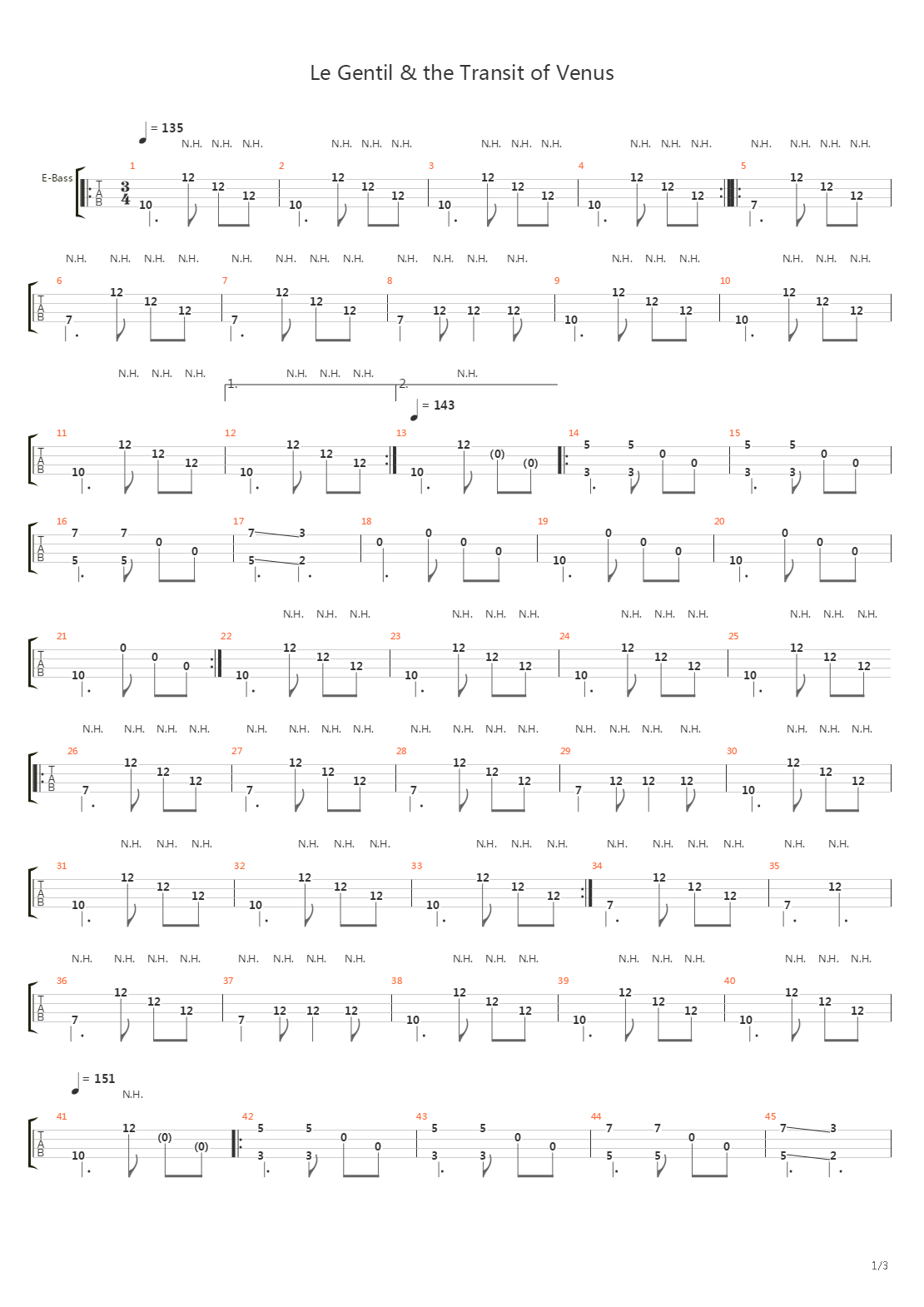 Le Gentil The Transit Of Venus吉他谱