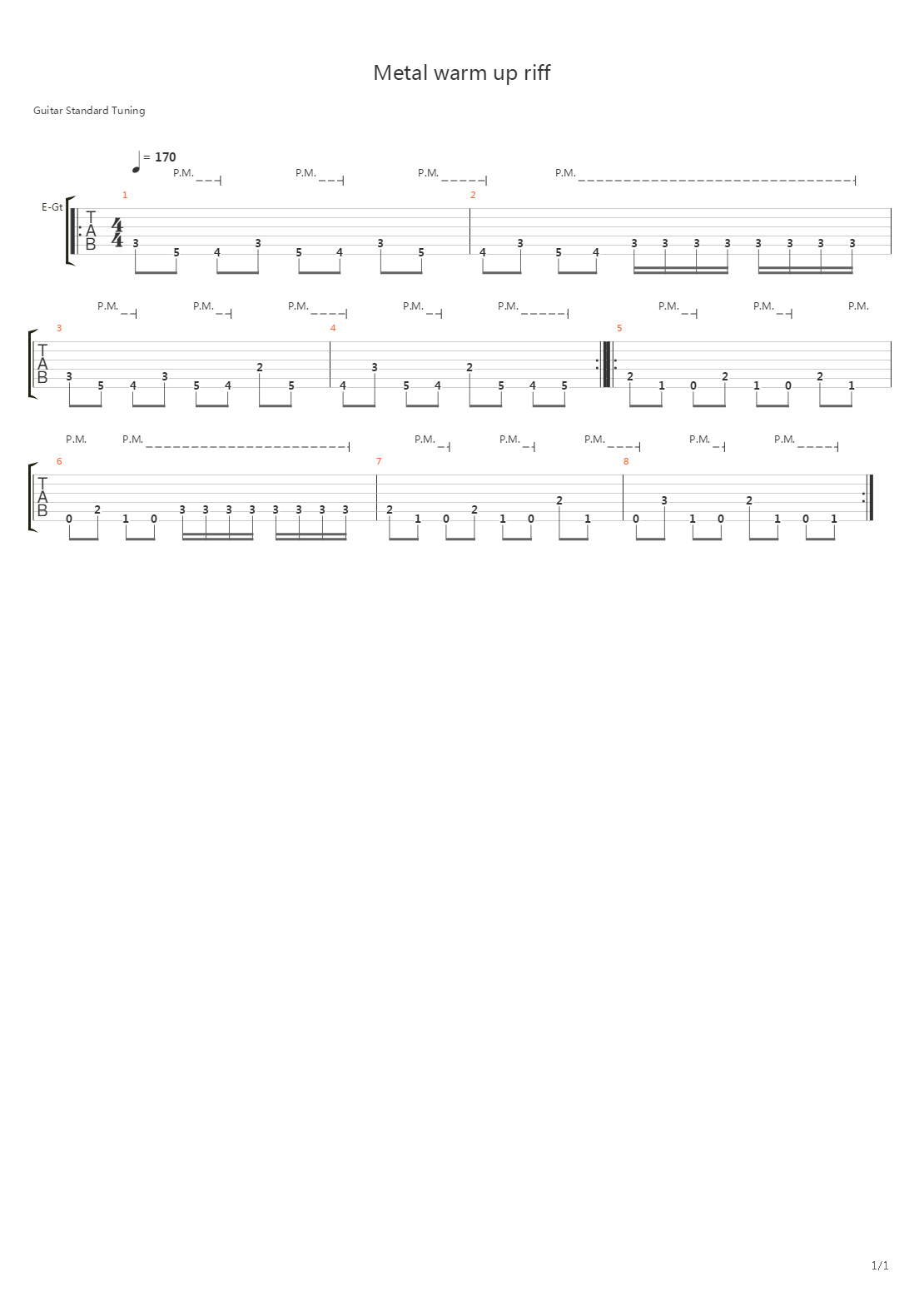 Metal Warm Up Riff吉他谱