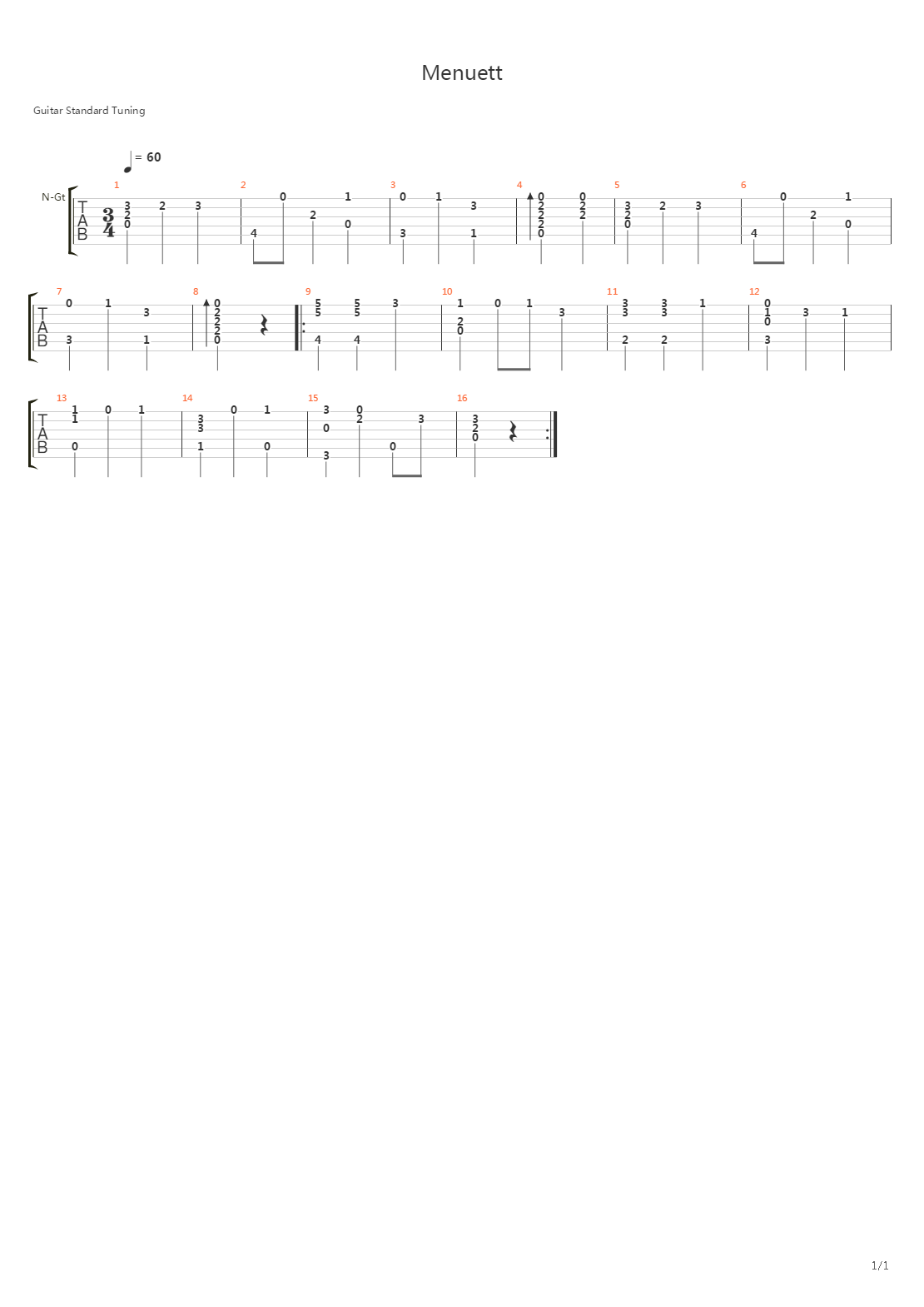 Minuett吉他谱