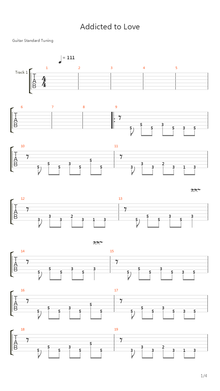 Addicted To Love吉他谱