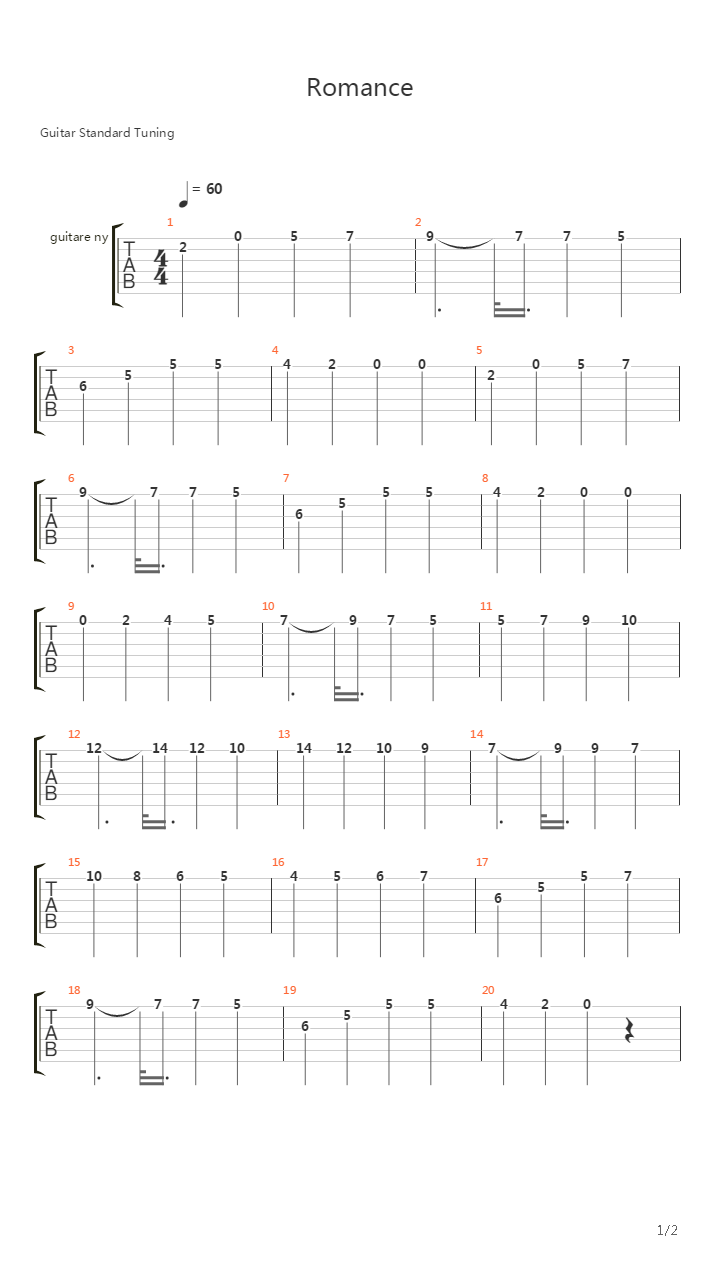 Romance吉他谱
