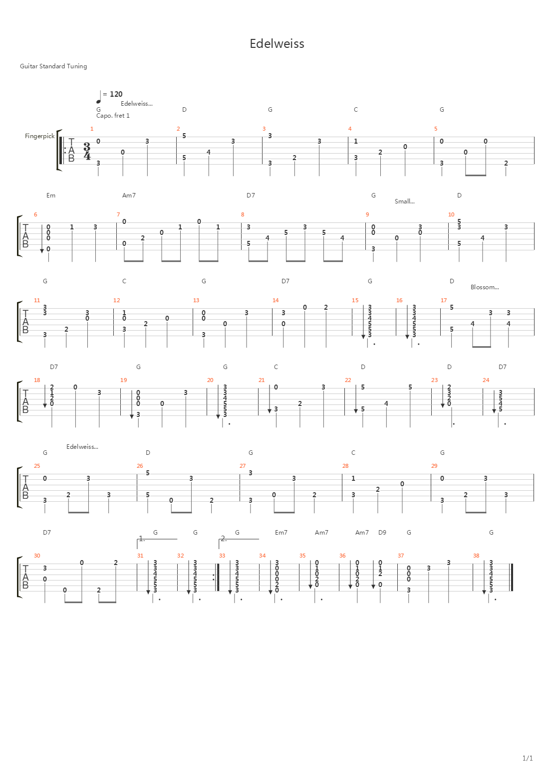 Edelwiss吉他谱