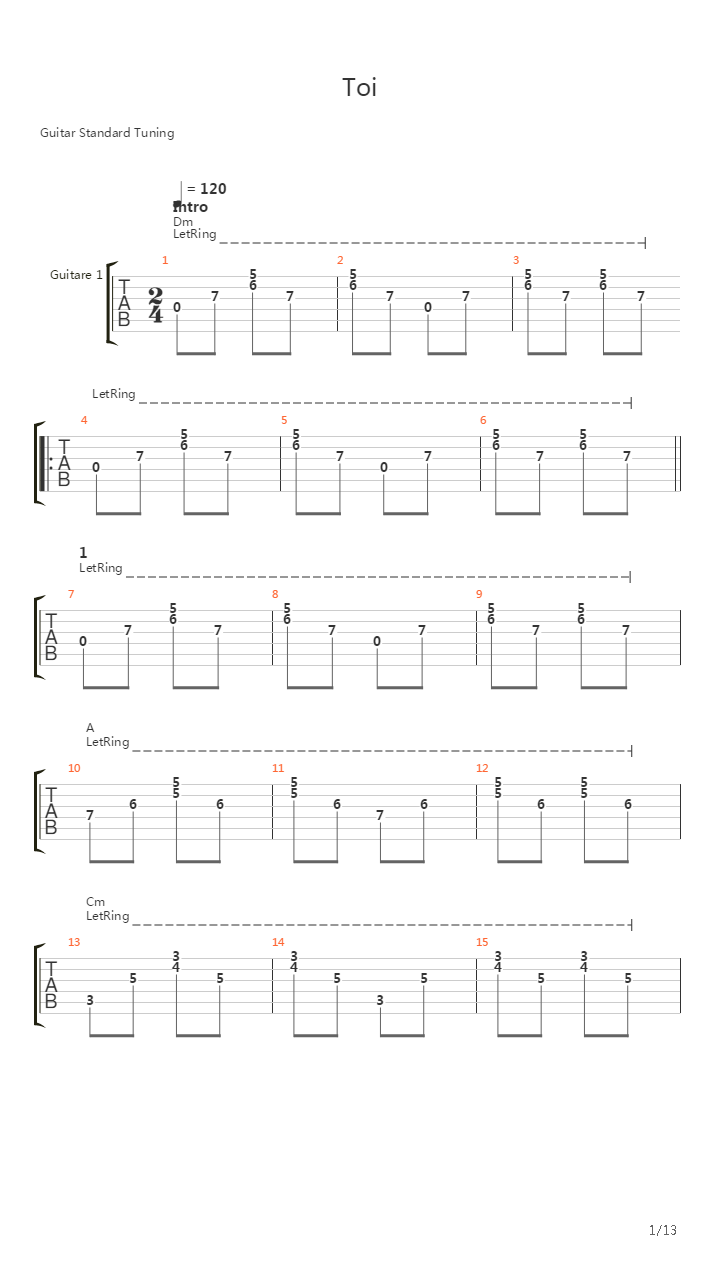 Toi吉他谱