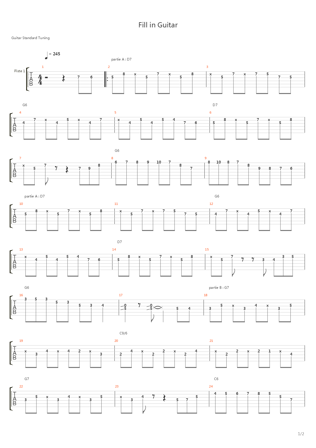 Fill In Guitar吉他谱