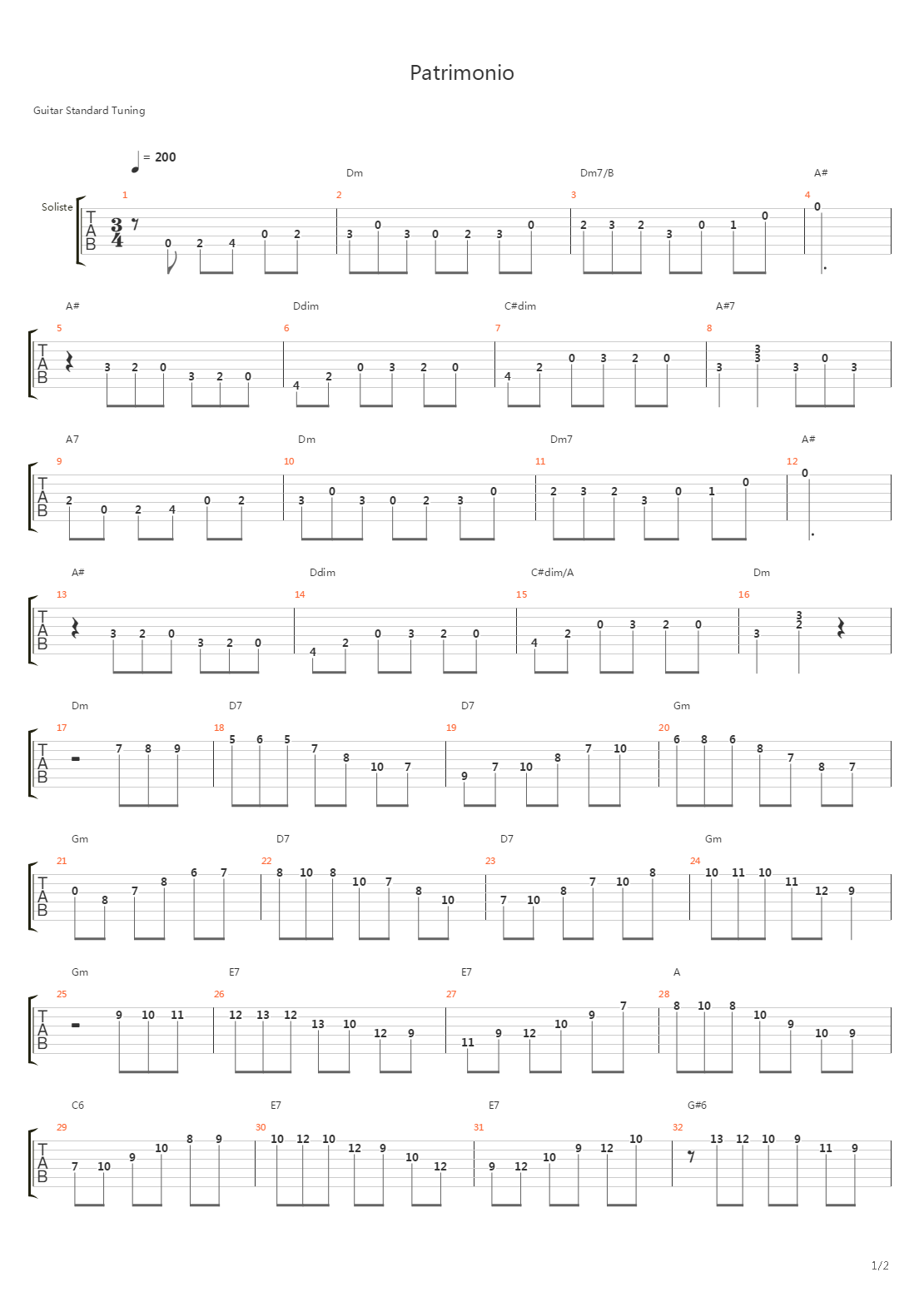 Patrimonio吉他谱