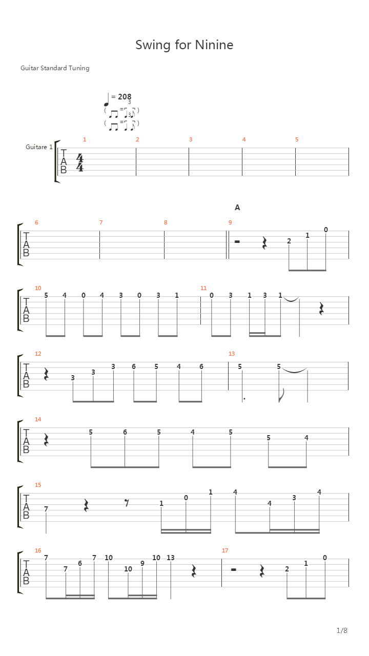 Swing For Ninine吉他谱