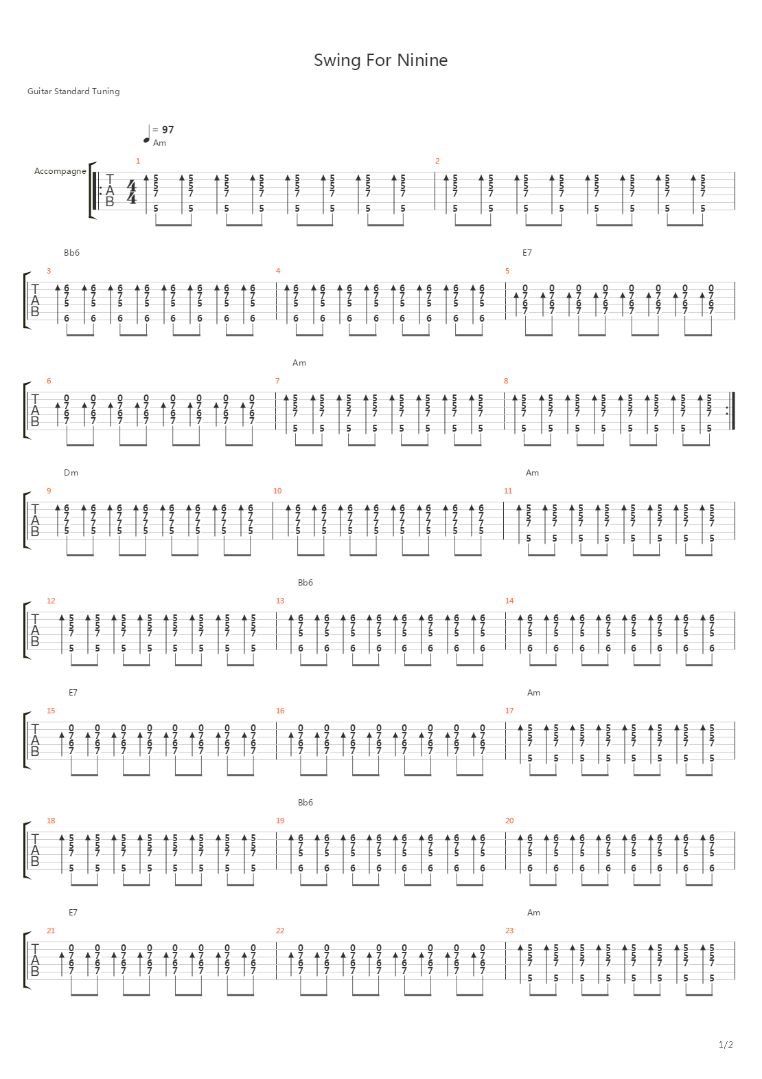 Swing For Ninine吉他谱