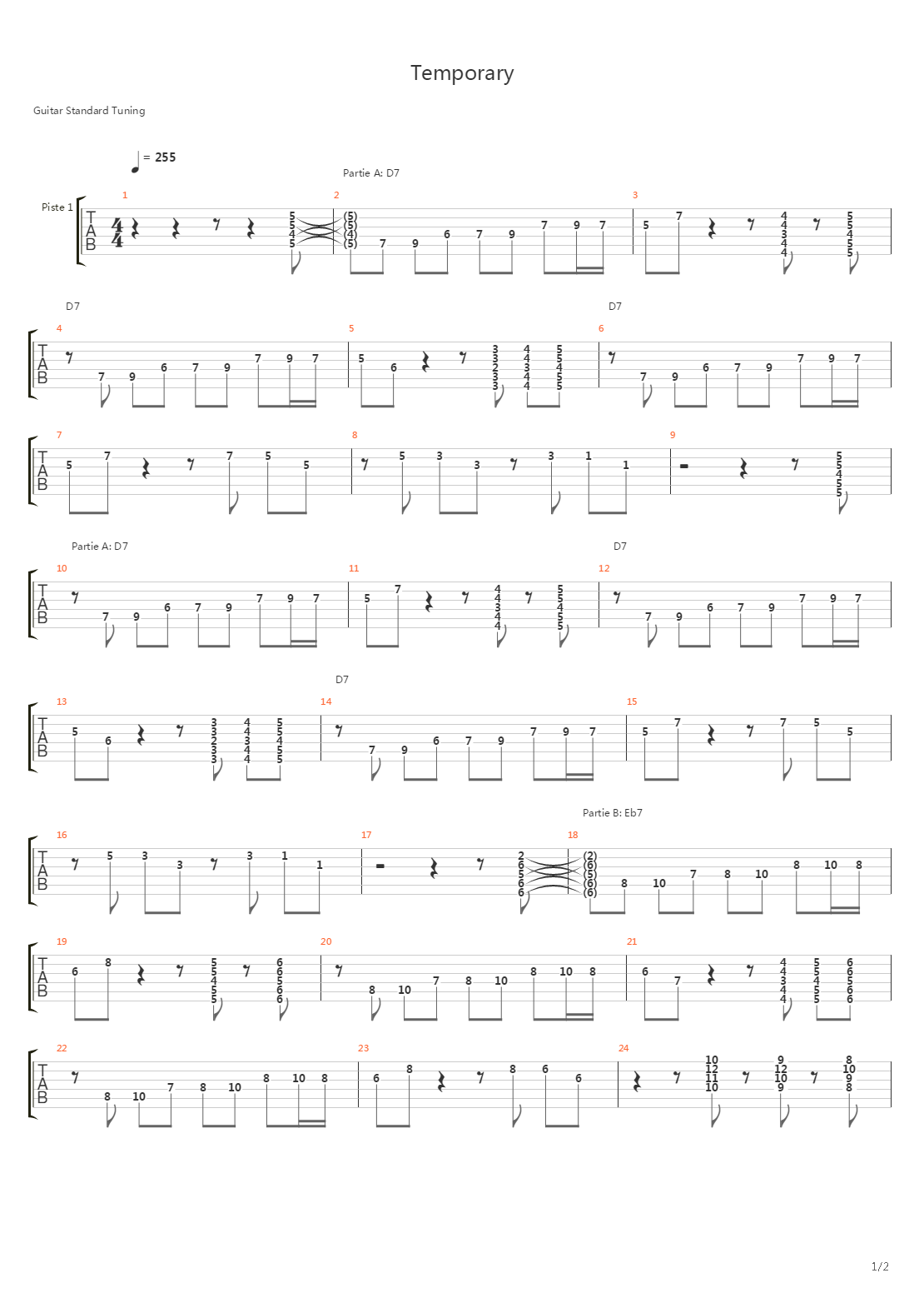 Temporay吉他谱