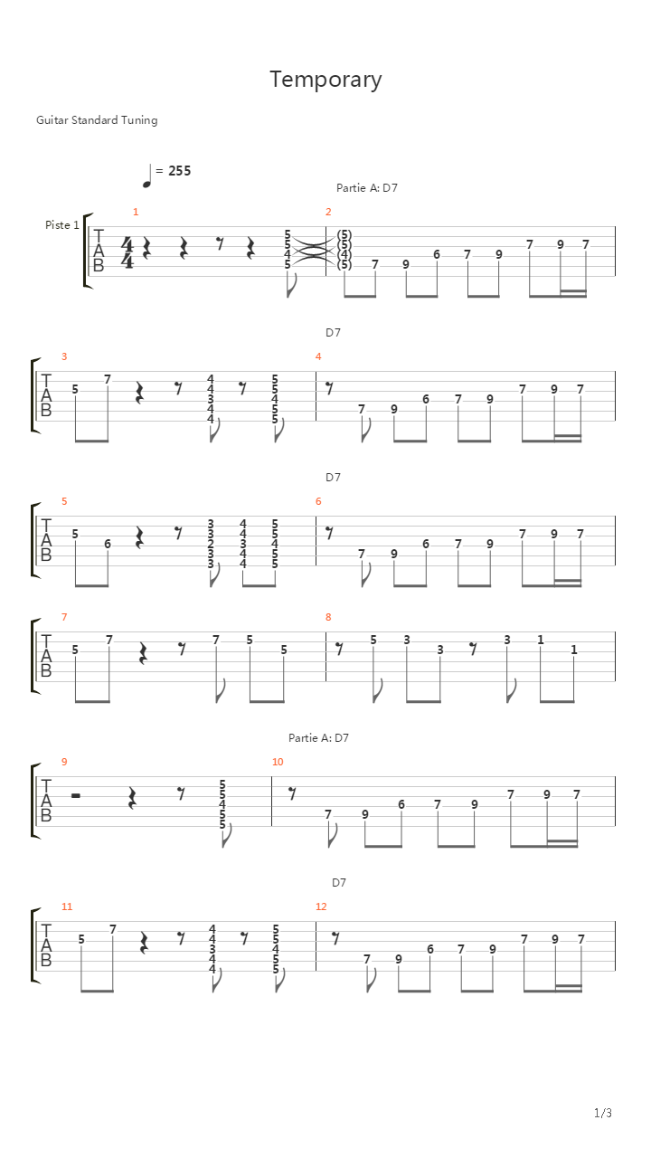 Temporay吉他谱