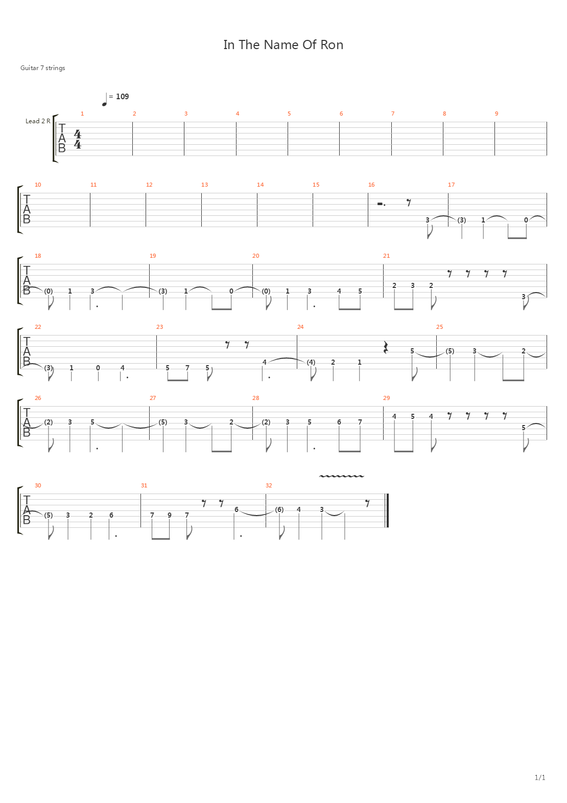 In The Name Of Ron吉他谱