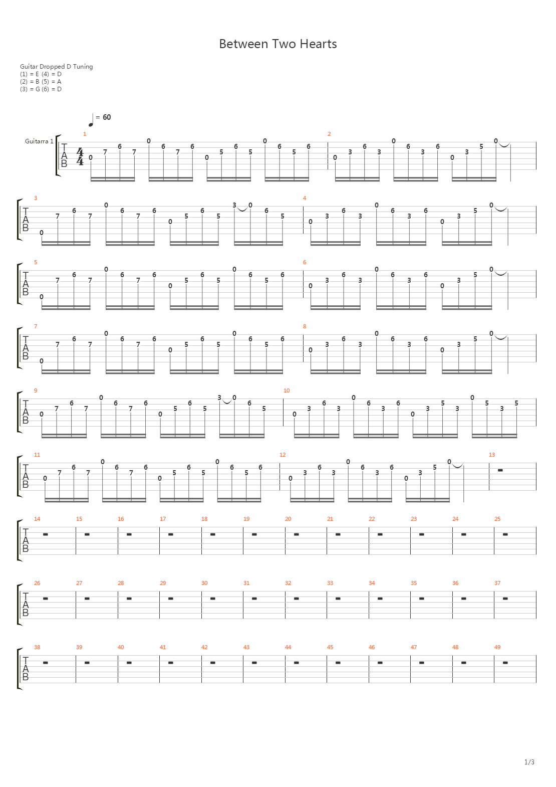 Between Two Hearts吉他谱