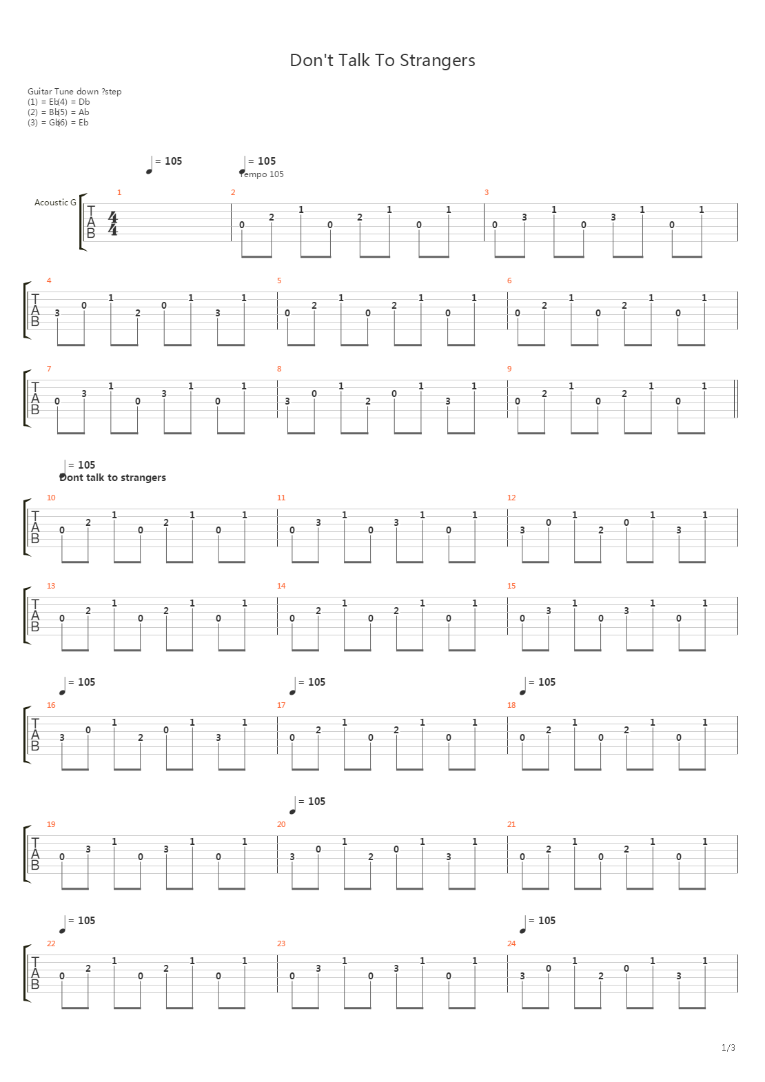 Don't Talk To Strangers吉他谱