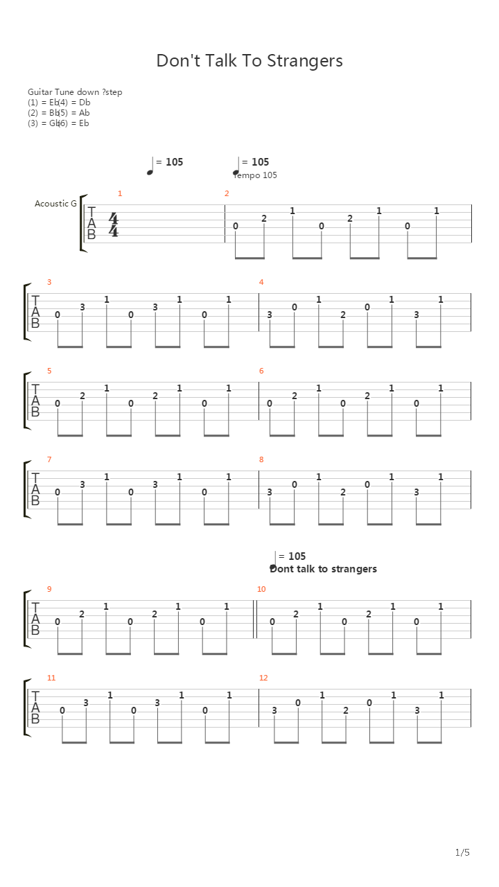 Don't Talk To Strangers吉他谱
