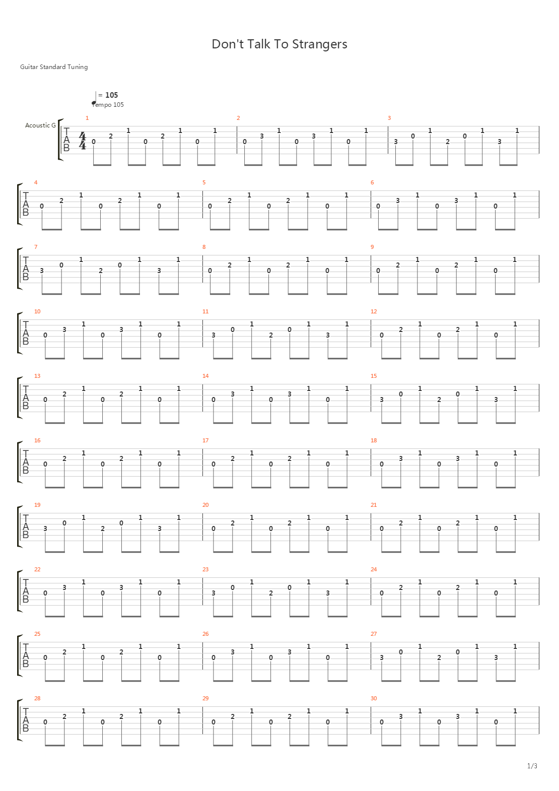Don't Talk To Strangers吉他谱