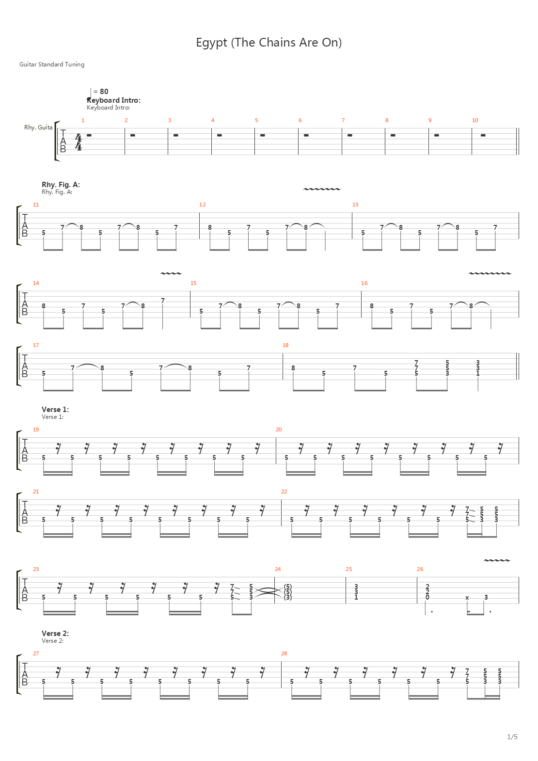 Egypt (The Chains Are On)吉他谱