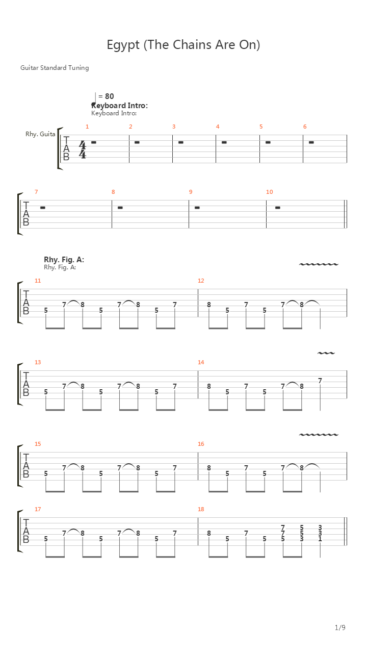 Egypt (The Chains Are On)吉他谱