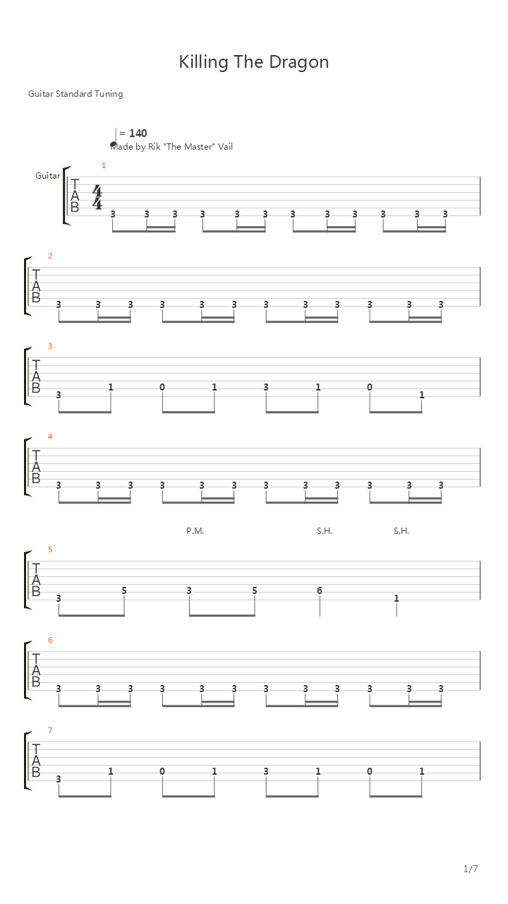 Killing The Dragon吉他谱