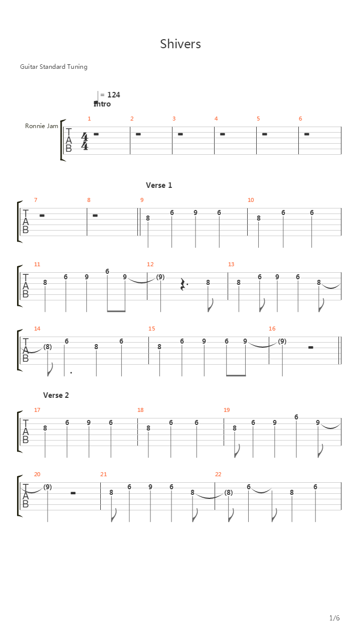 Shivers吉他谱