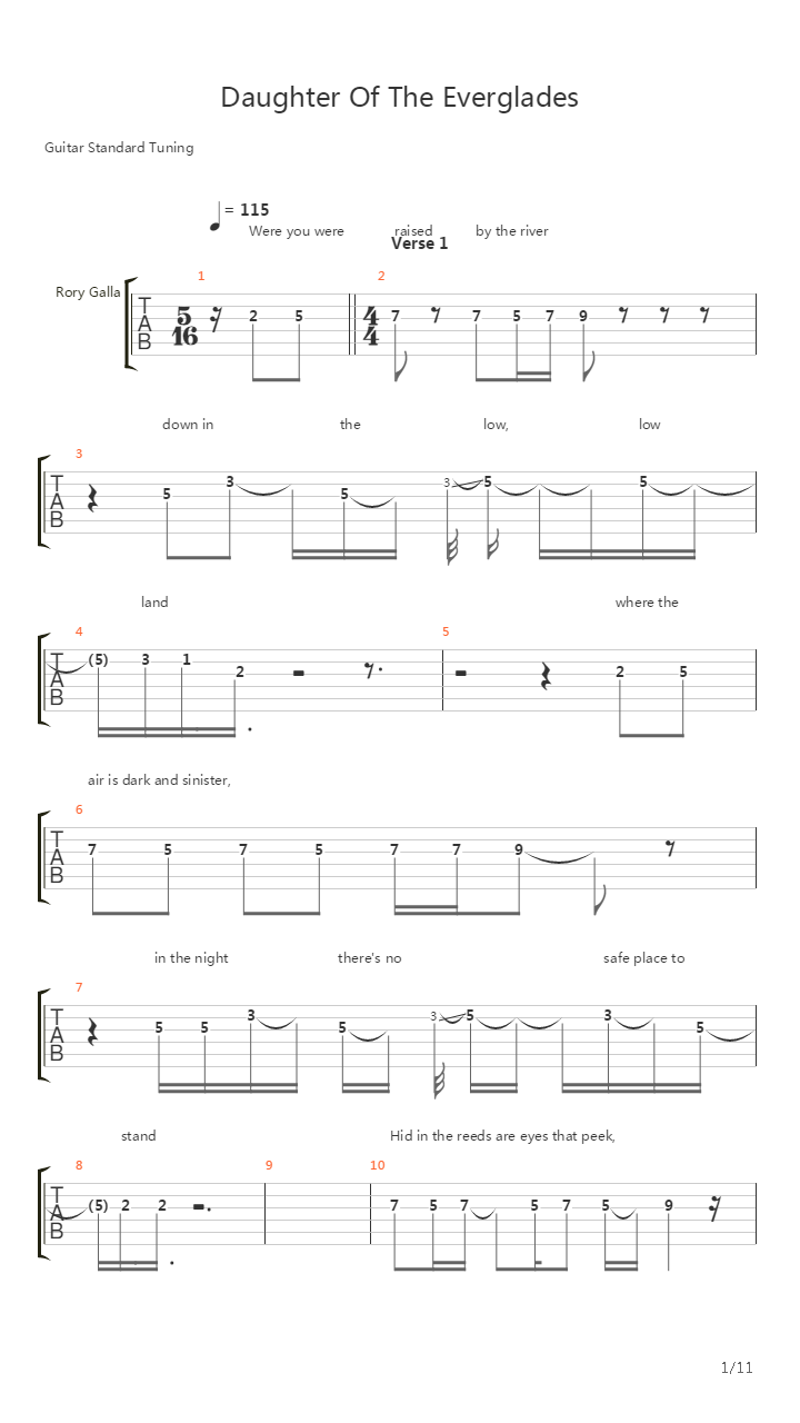 Daughter Of The Everglades吉他谱