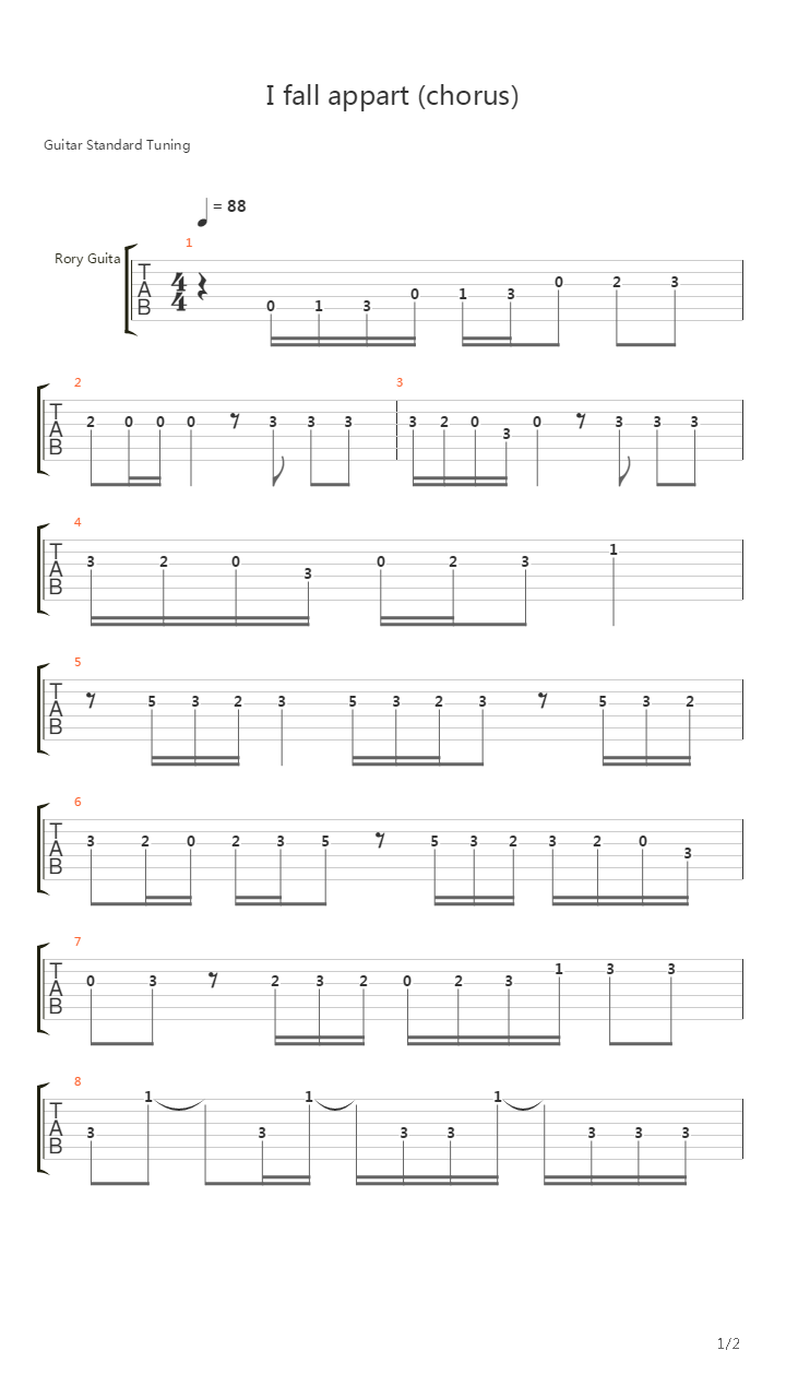 I Fall Apart (Chorus)吉他谱