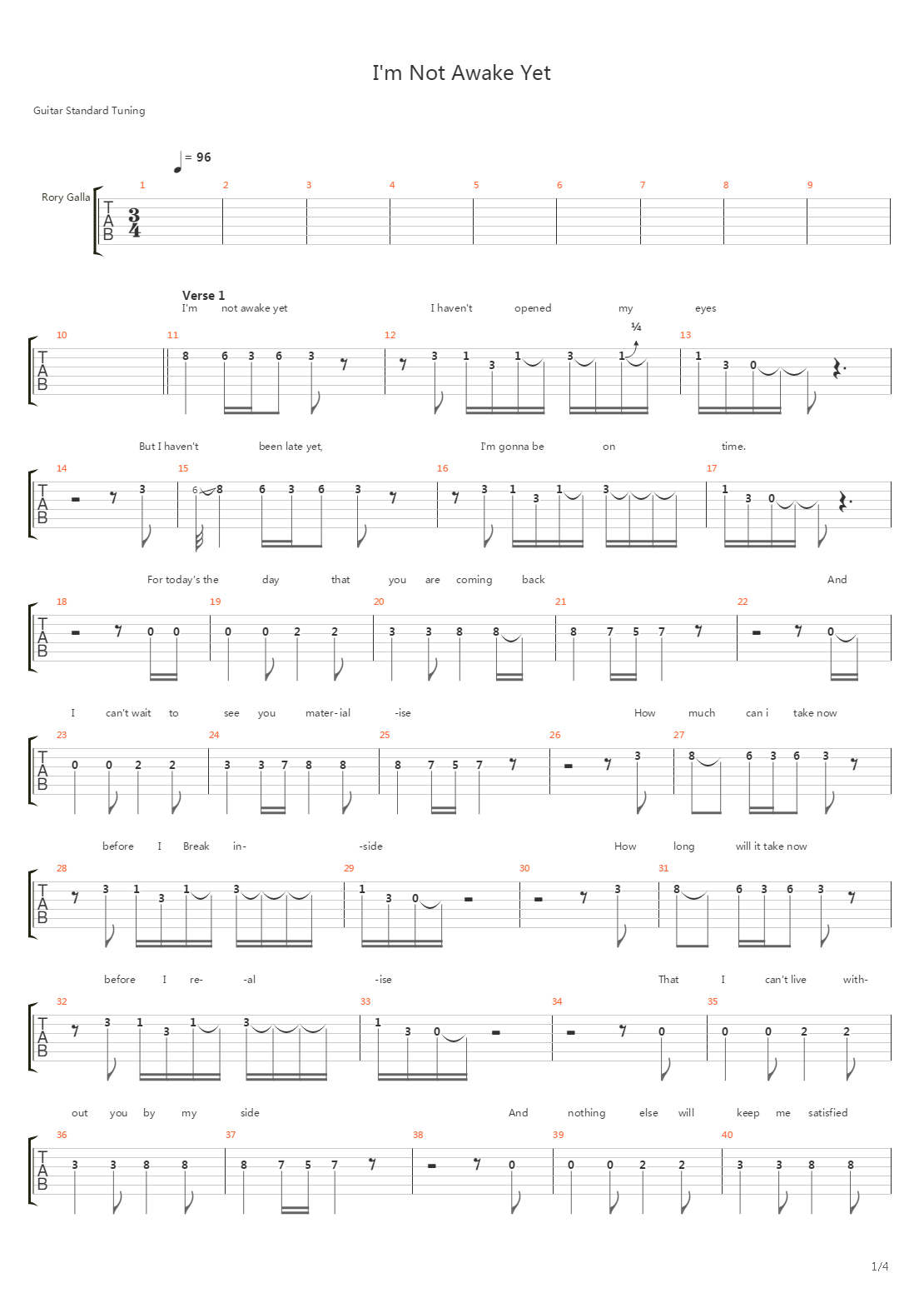 I'm Not Awake Yet吉他谱