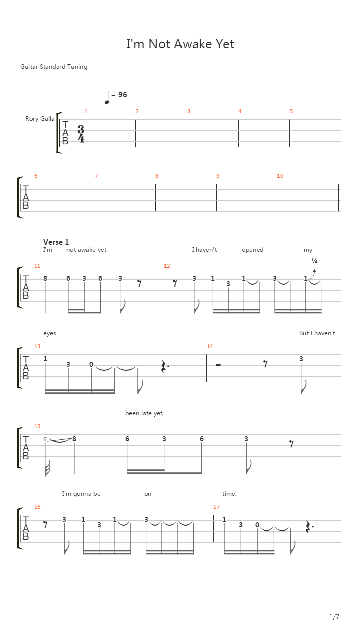 I'm Not Awake Yet吉他谱