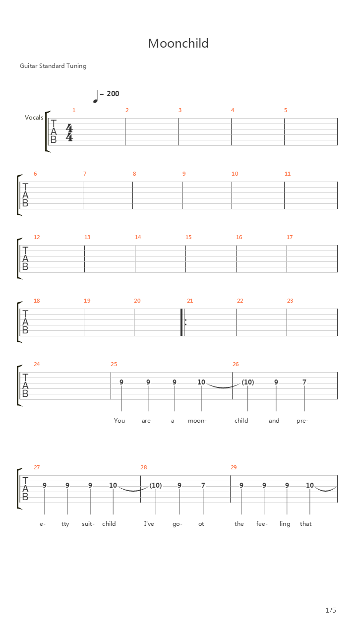 Moonchild吉他谱