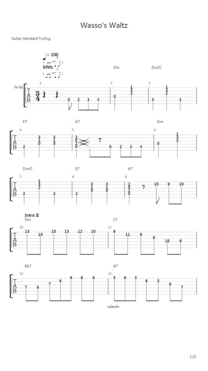 Wasso S Waltz吉他谱