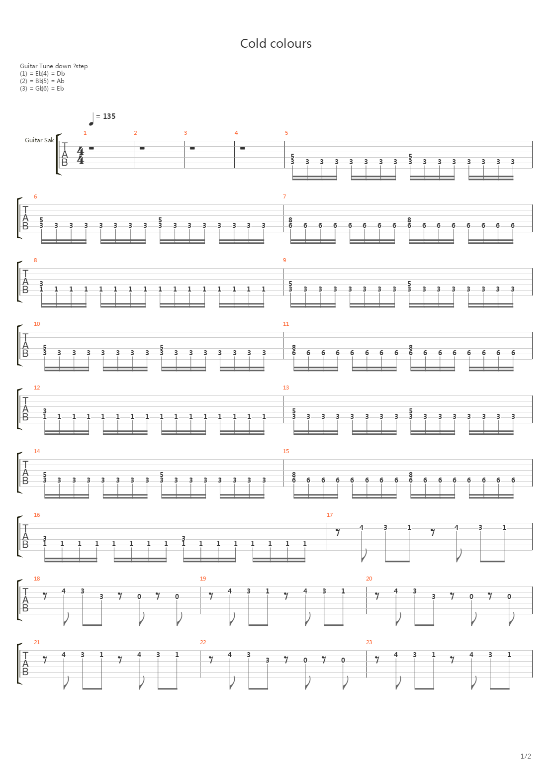 Cold Colours吉他谱