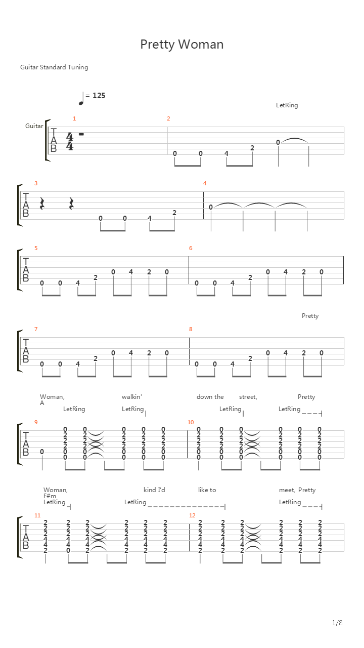 Pretty Woman吉他谱