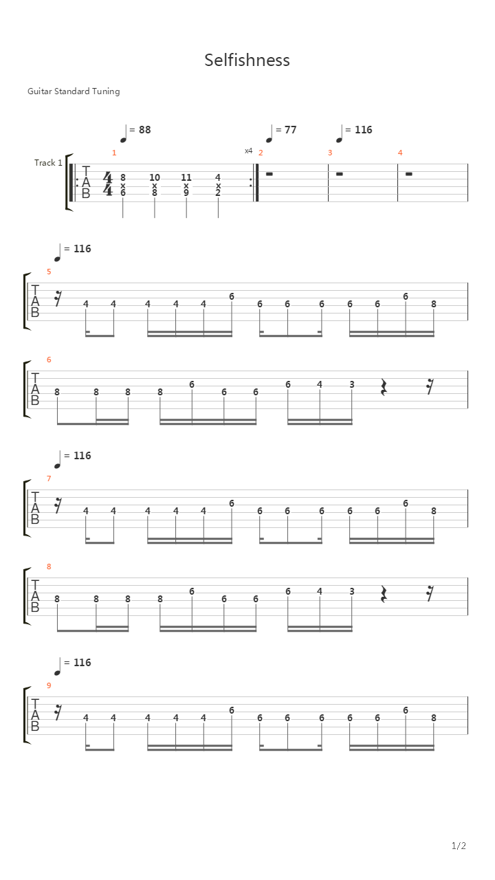 Selfishness Intro吉他谱