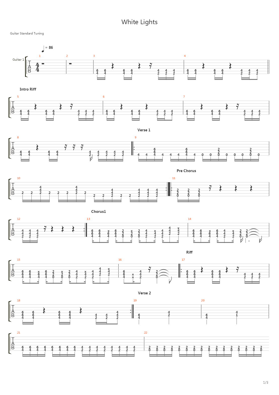 White Lights吉他谱