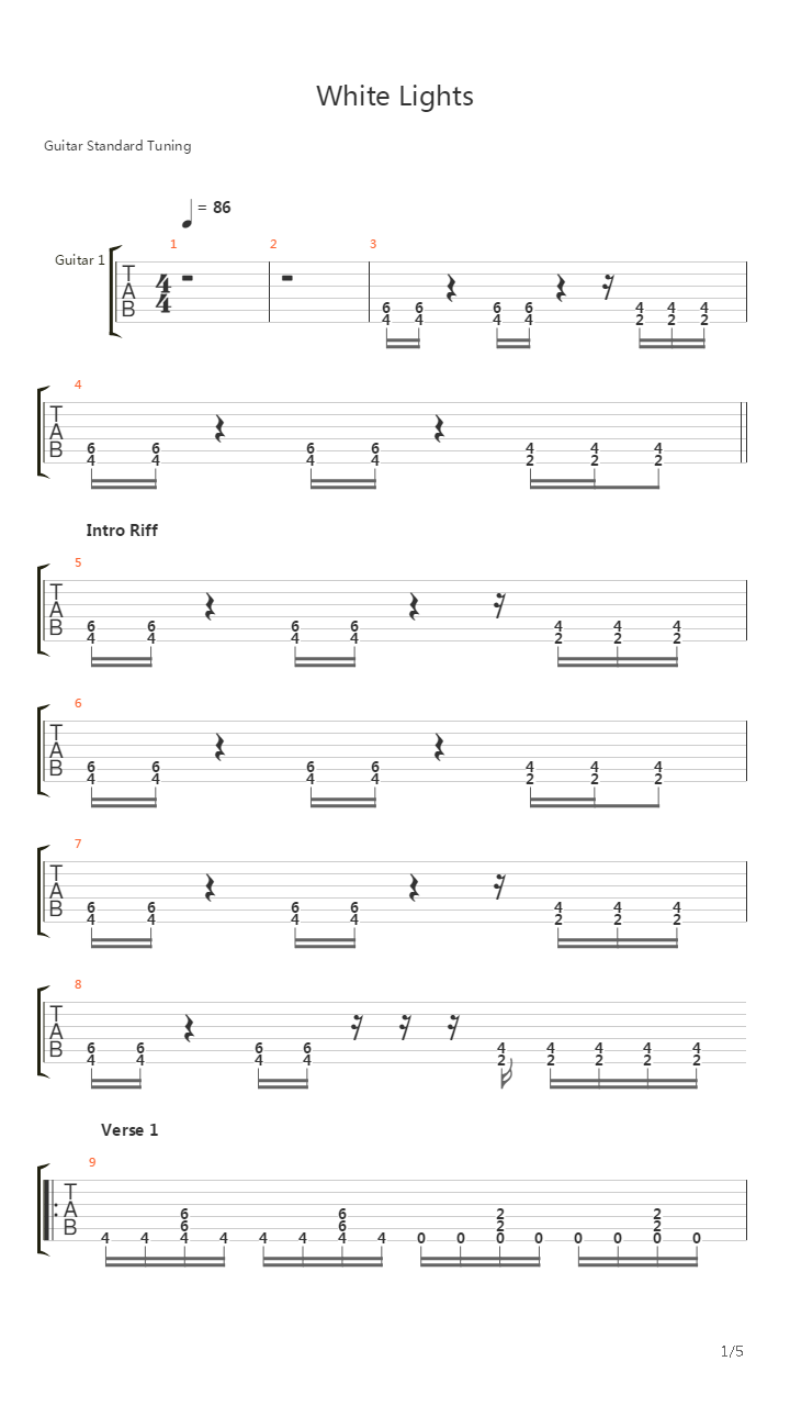 White Lights吉他谱
