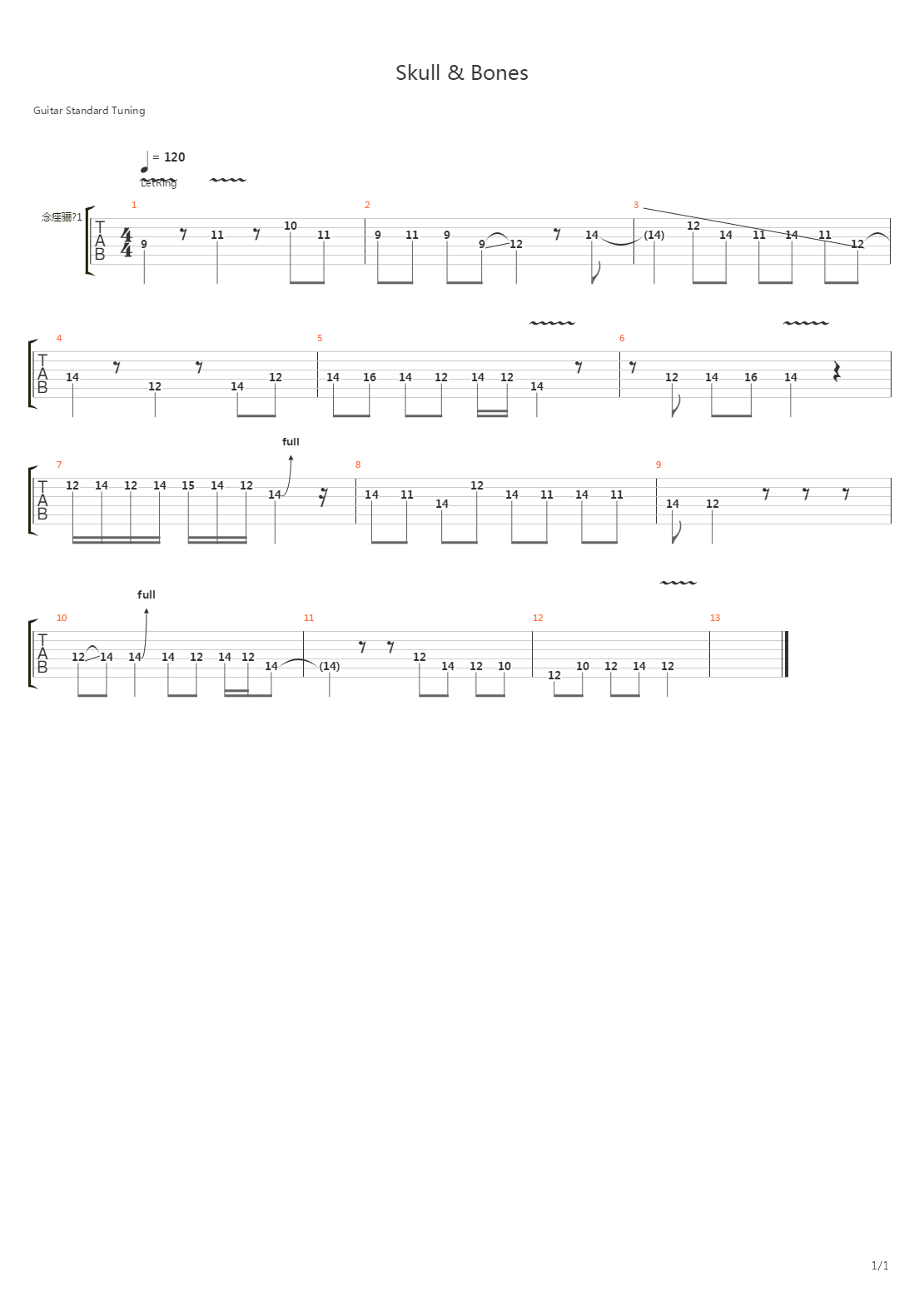 Skull And Bones吉他谱