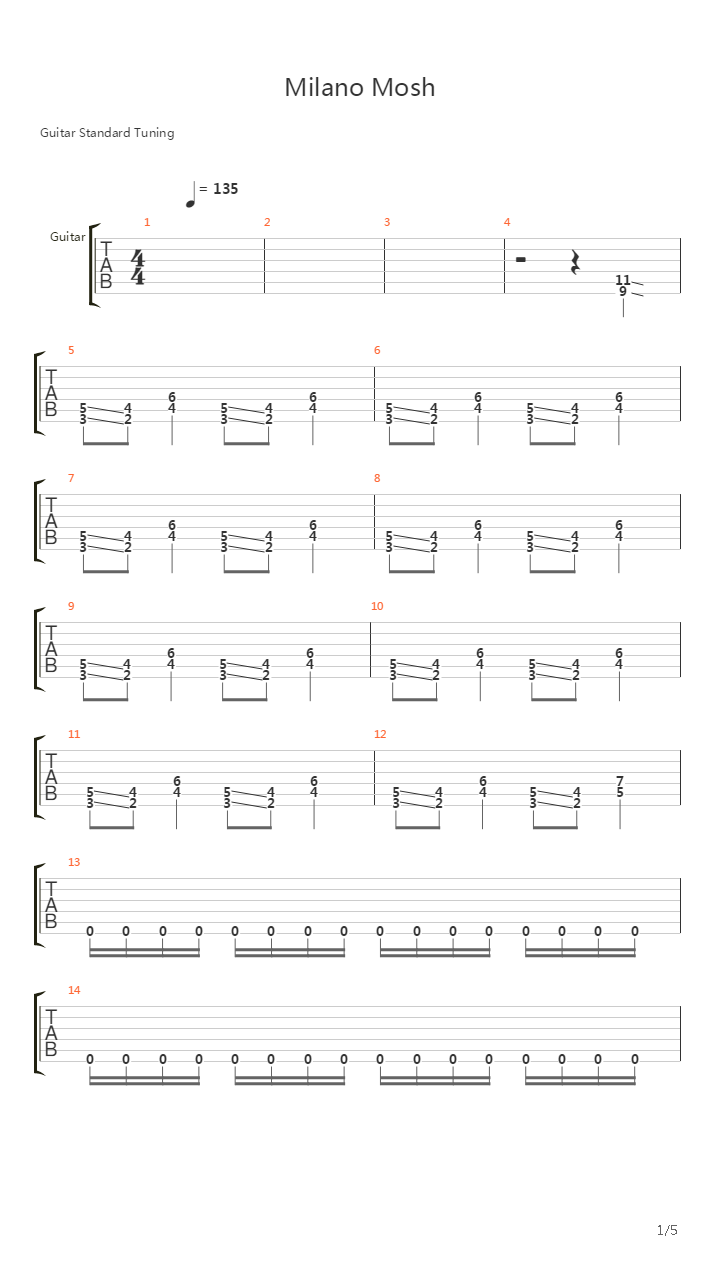 Milano Mosh吉他谱