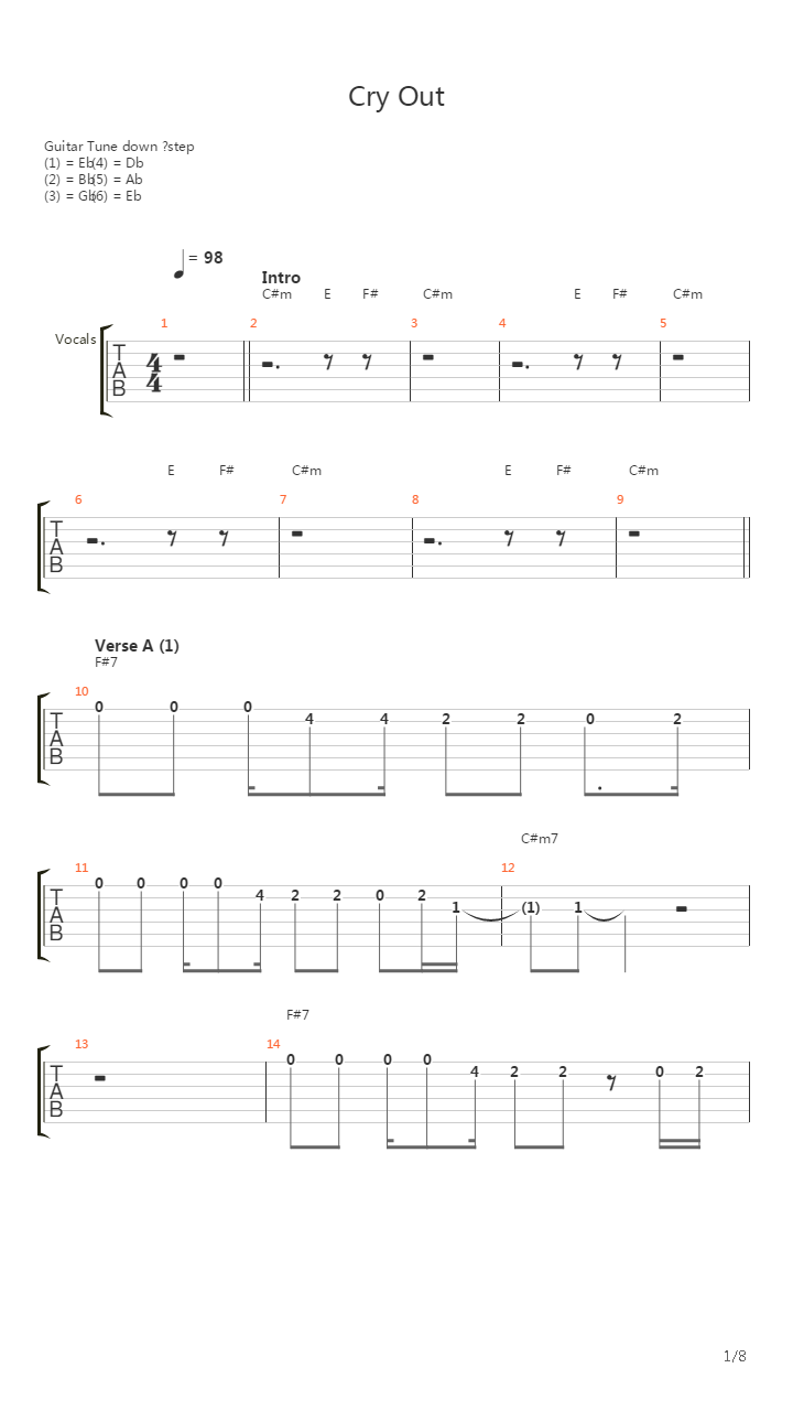 Cry Out吉他谱