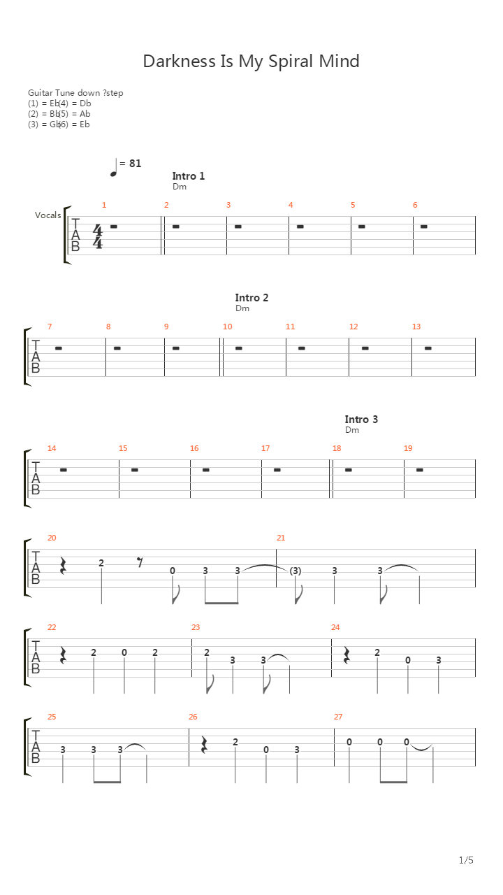 Darkness Is My Spiral Mind吉他谱