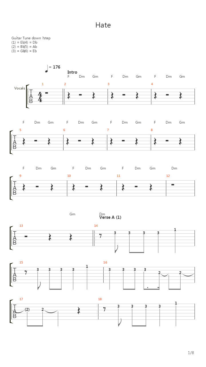 Hate吉他谱
