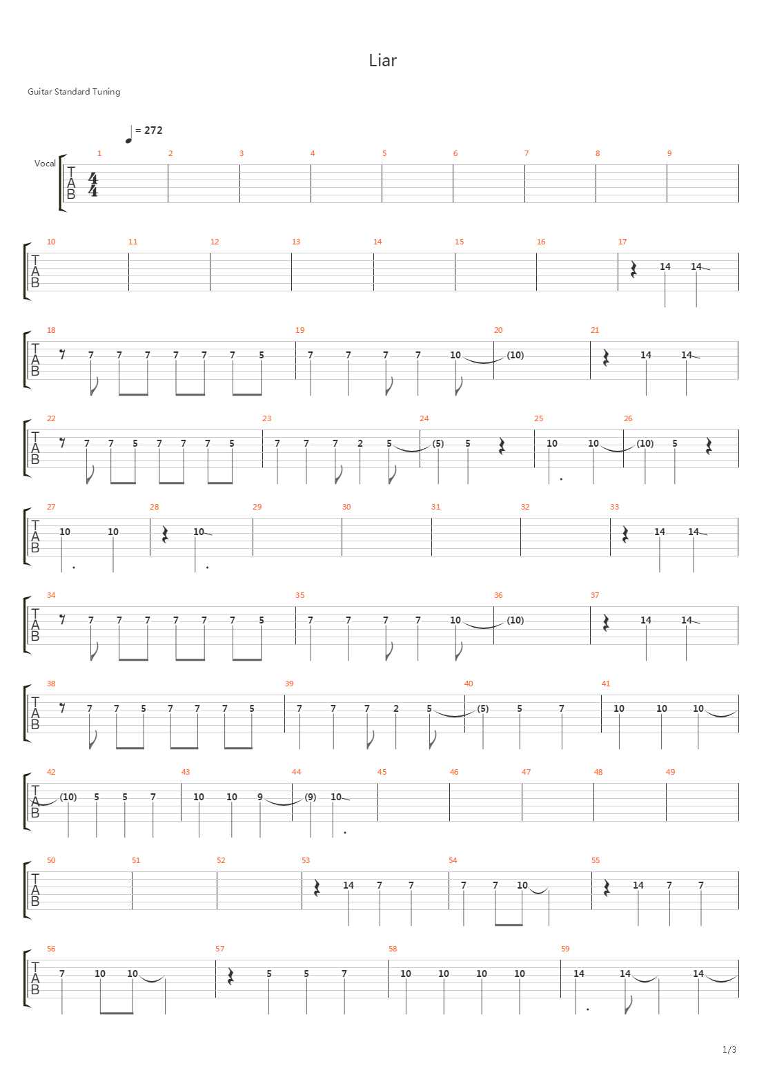 Liar吉他谱