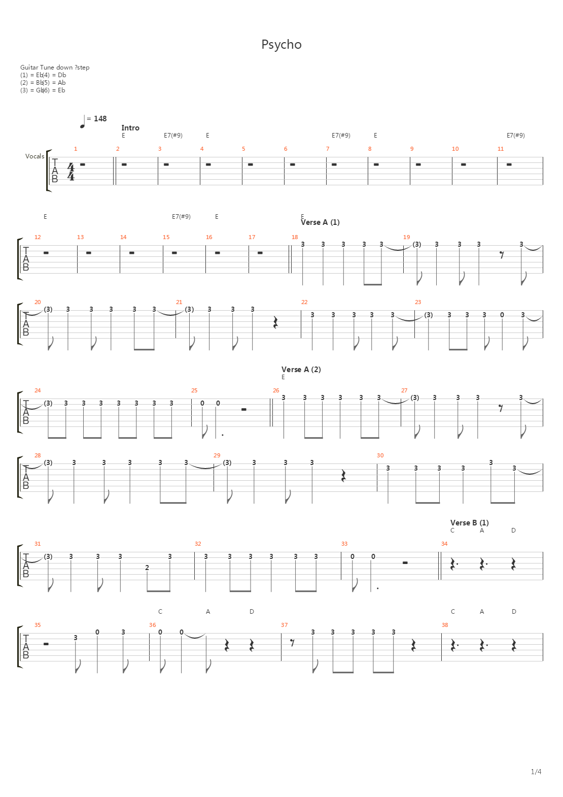 Psycho吉他谱