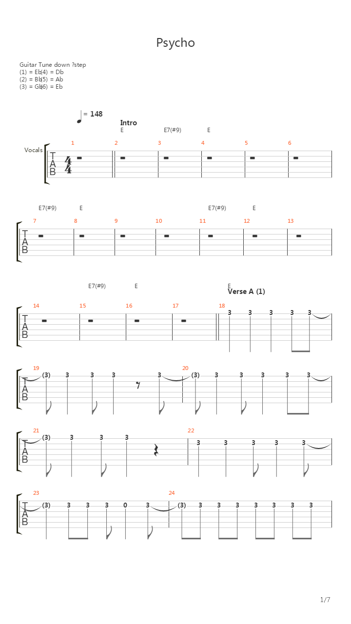 Psycho吉他谱