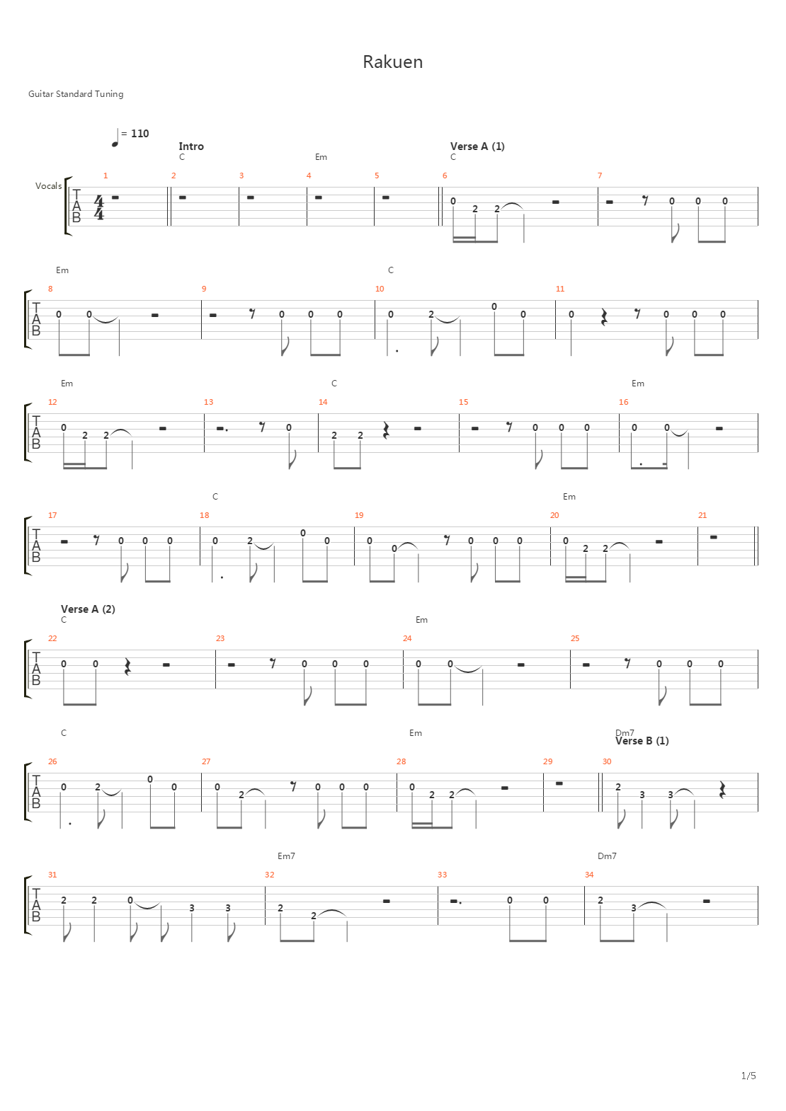 Rakuen吉他谱