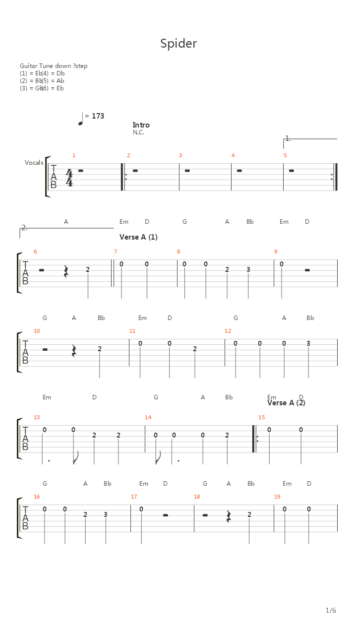 Spider吉他谱