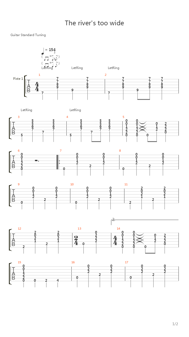 The River's Too Wide吉他谱