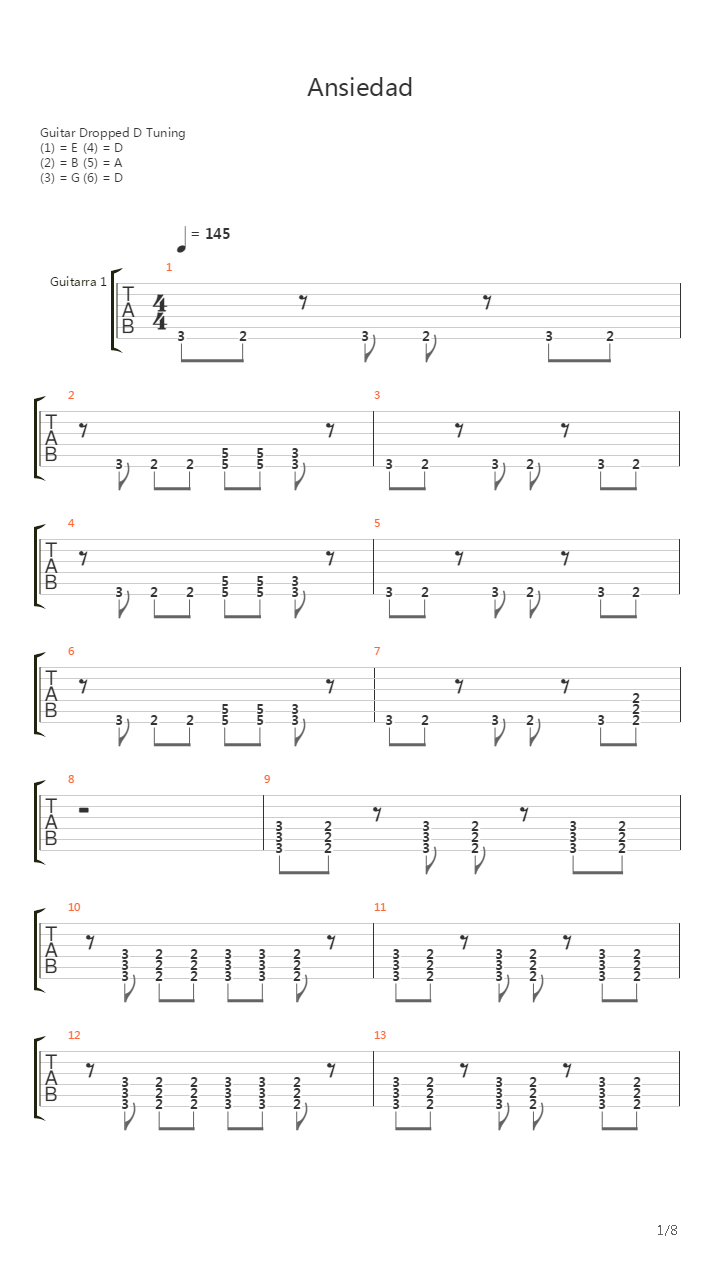 Ansiedad吉他谱