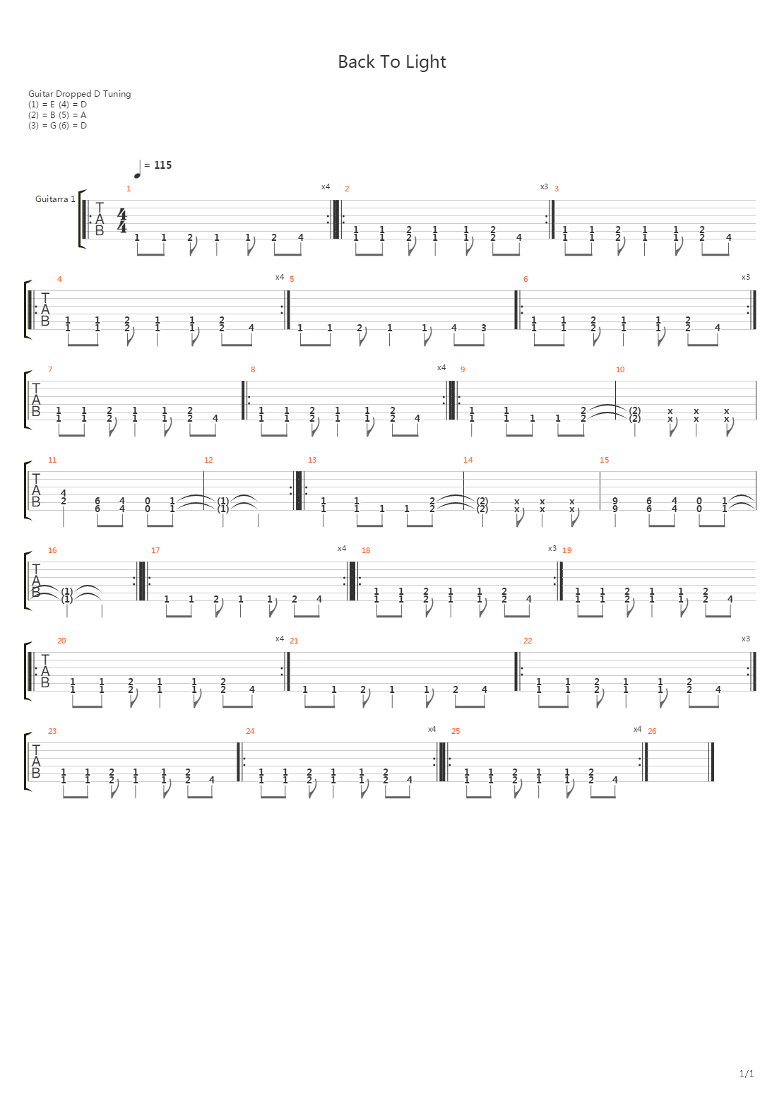 Back To Light吉他谱