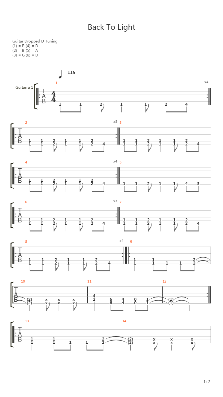 Back To Light吉他谱