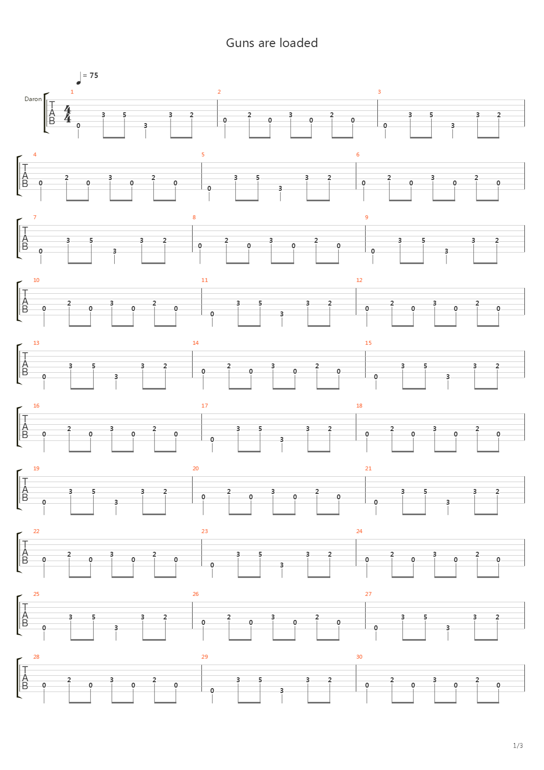 Guns Are Loaded吉他谱
